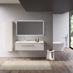 Mobile bagno sospeso con lavabo L 135 x H 36 x P 51 cm bianco opaco per vasca a sinistra Ginevra