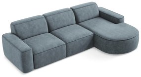 Divano angolare blu polveroso (con penisola a destra/con chaise lounge) con rivestimento in ciniglia Omao – Makamii