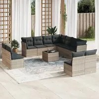 Set Divano Giardino 12 pz con Cuscini Grigio Chiaro Polyrattan 3217832