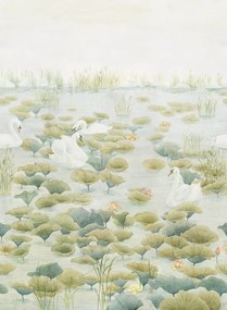 Sian Zeng Carta da parati panoramica Classic Swan Lake - Green