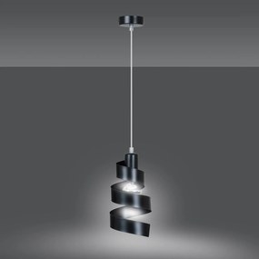Sospensione Moderna 1 Luce Tristano In Acciaio Nero Con Fasce A Spirale