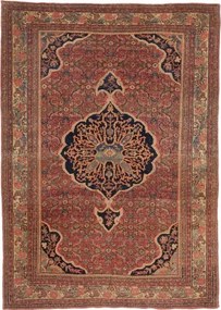 Antik Medaglione Floreale Rosso Blu Scuro 160x220 Cm