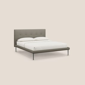 Midori letto imbottito trapuntato in ecopelle con piedini alti T04 talpa
