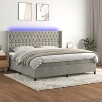 Letto a Molle Materasso e LED Grigio Chiaro 200x200 cm Velluto cod mxl 61622