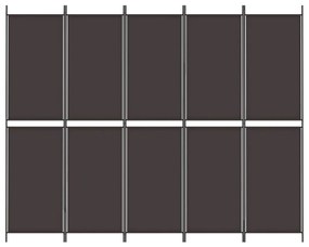 Divisorio a 5 pannelli marrone 250x200 cm in tessuto