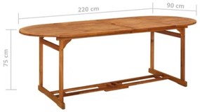 Tavolo da Pranzo per Esterni 220x90x75cm Legno Massello Acacia