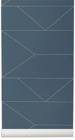 Ferm Living Carta da parati Lines - Dark Blue