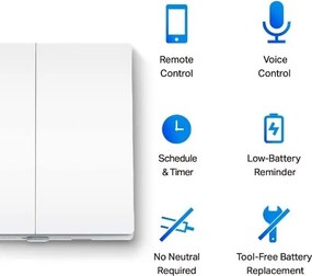 Interruttore luce intelligente a due pulsanti 2xAAA