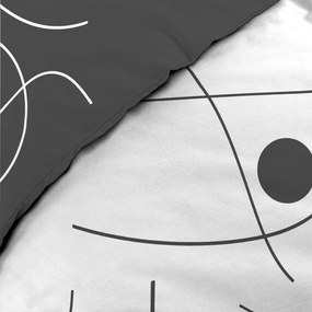 Set copripiumino e federa bianco/grigio scuro in microfibra per letto singolo 140x200 cm Sonate – douceur d'intérieur