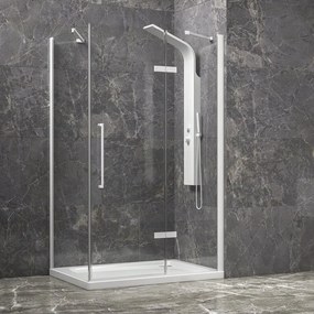 Cabina doccia 80x140 profili bianchi porta battente | KT5000B - KAMALU