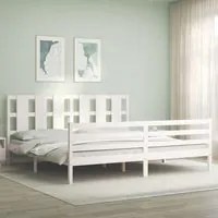 Giroletto con Testiera Bianco 200x200 cm in Legno Massellocod mxl 77001