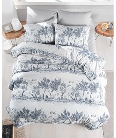 Biancheria da letto in cotone bianco e blu per letto matrimoniale 200x200 cm Fantasy - Mijolnir