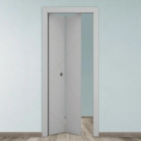 Porta pieghevole a libro simmetrica Oblique grigio L 70 x H 210 cm sinistra