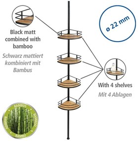 Mensola telescopica angolare in bambù per bagno in nero-naturale opaco Dolcedo - Wenko