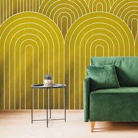 Carta da parati – Motivo arcobaleno senape Mid-Century