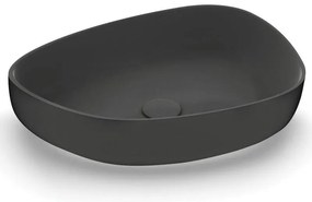 Lavabo da appoggio Metamorfosi OLYMPIA CERAMICA irregolare in ceramica L 55 x H 14 x P 40 cm nero opaco piletta non inclusa