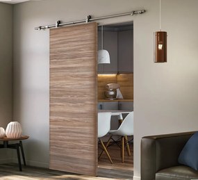 Porta scorrevole reversibile Foret in mdf marrone, L 92.5 x H 211.5 cm, con binario Toledo