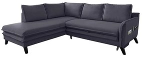 Divano letto angolare antracite L, angolo sinistro Charming Charlie - Miuform