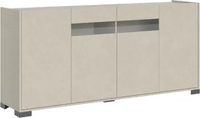 Madia in legno Grigio ROJAS a 4 ante con inserto in vetro Fumč 172 cm