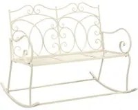 Panchina da Giardino 104 cm in Ferro Bianco Anticato 45436