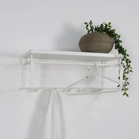 Attaccapanni da parete bianco in metallo con scaffale 70 cm Rex – Spinder Design
