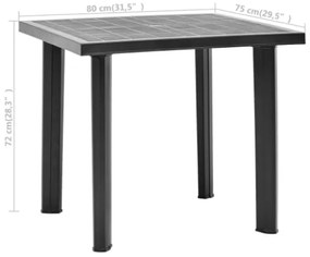 Tavolo da Giardino Antracite 80x75x72 cm in Plastica