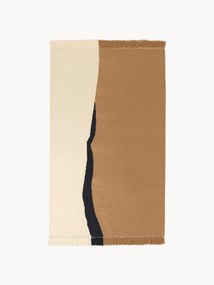 Tappeto kilim in lana tessuto a mano con frange Soil