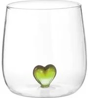 Bicchiere cuore verde in vetro borosilicato, da 380 ml