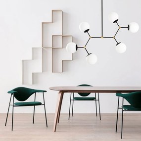 Lampadario bianco e nero con paralume in vetro Damar – Opviq lights