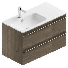 Mobile sottolavabo e lavabo Linea per doppia vasca rovere cotto in truciolare L 90 x H 55 x P 46 cm 4 cassetti