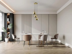 Lampadario 3 abat-jour L. 36 x H. 138 cm in Metallo dorato brillante - OSARA
