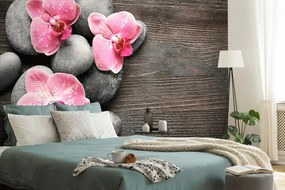 Carta da parati autoadesiva – Composizione Zen con orchidea