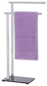 WENKO 22090100 - Porta asciugamani LAVA 42x81 cm in acciaio inox, finitura argento/nera