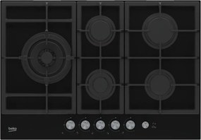 Beko - hill 75235 s Piano Cottura Gas 75cm 5 Fornelli Nero da Incasso