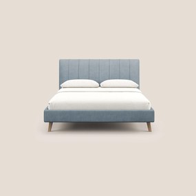 Selene letto imbottito con piedini naturali sfoderabile in tessuto impermeabile T02