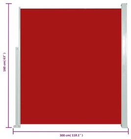 Tenda Laterale Retrattile per Patio 160x300 cm Rossa