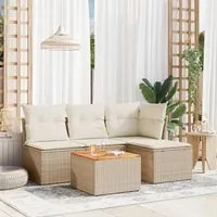 Set Divano da Giardino 5 pz con Cuscini Beige in Polyrattan 3255925