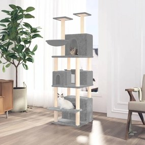 Albero Per Gatti Con Tiragraffi İn Sisal Grigio Chiaro 180 Cm /