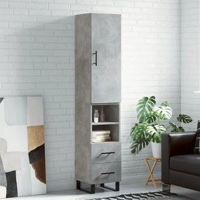 Credenza Grigio Cemento 34,5x34x180 Cm İn Legno Multistrato /