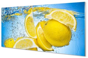 Quadro in vetro acrilico Limoni in acqua 100x50 cm