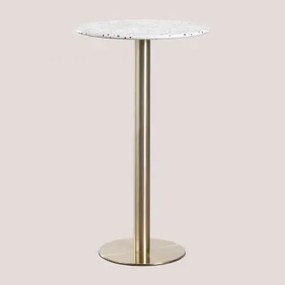 Tavolo da bar rotondo alto in terrazzo (Ø60 cm) Malibu Bianco & - Sklum