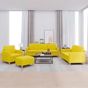 Set Di Divani 4 Pz Con Cuscini Giallo Chiaro İn Tessuto /