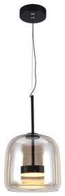 Lampada a Sospensione LED 6 W in Metallo e Vetro – Nero/ambra