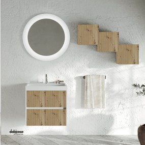 Mobile Bagno Sospeso "Portofino" Da 60 Cm Composto Da Due Cassetti Finitura Rovere Oro