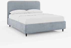 KAELOS letto minimal imbottito - vano contenitore, piedi alti e testiera arrotondata in tessuto ciniglia