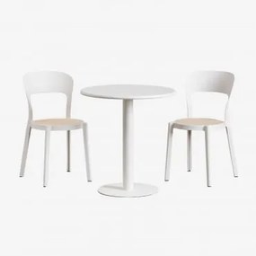 Set tavolo rotondo Mizzi (Ø70 cm) e 2 sedie da giardino - Sklum