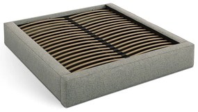 Letto matrimoniale imbottito verde con contenitore/senza testiera con rete inclusa 180x200 cm Simon – Micadoni