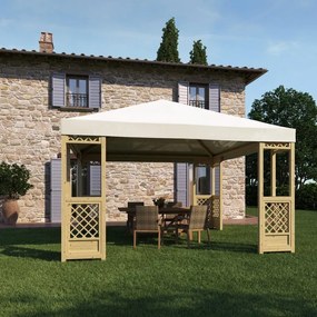 Gazebo Fuji in legno struttura naturale, copertura bianco L 414 x P 414 x H 335 cm