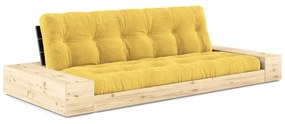 Divano letto in velluto a coste giallo 244 cm Base - Karup Design