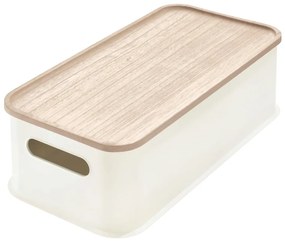 Scatola portaoggetti bianca con coperchio in paulownia Legno manico, 21,3 x 43 cm Eco - iDesign